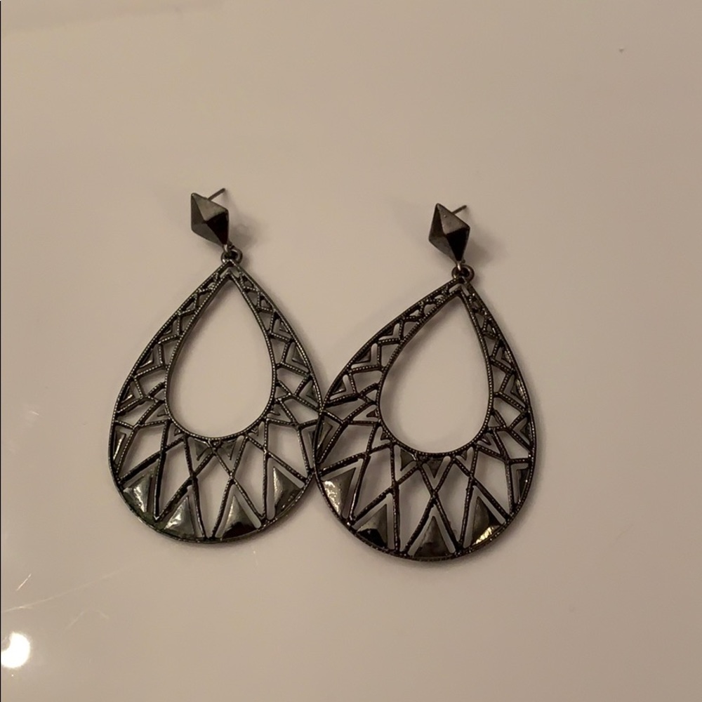 Silver hanging earrings with stud back
